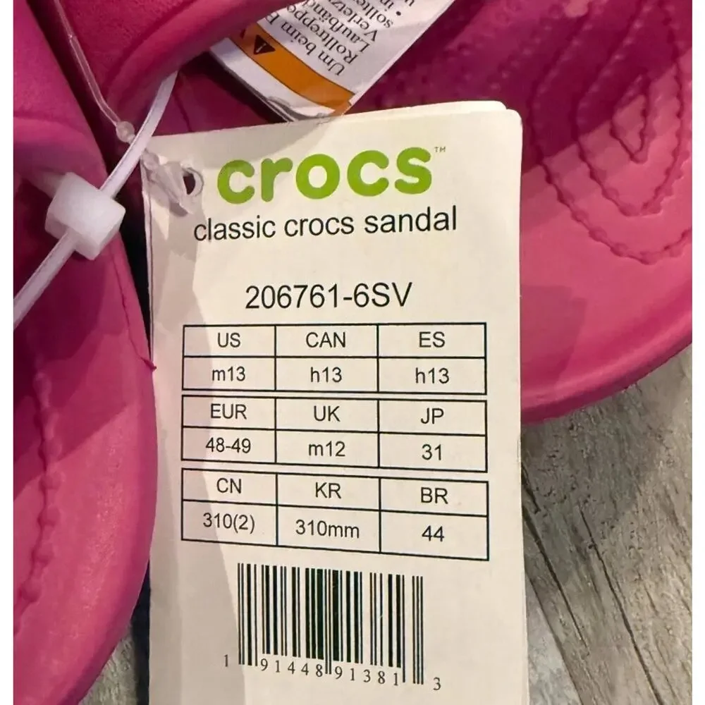 Crocs Classic Slides Sandals Mens Size 13 Pink Double Strap Slip On 206761-6SV - Picture 7 of 7